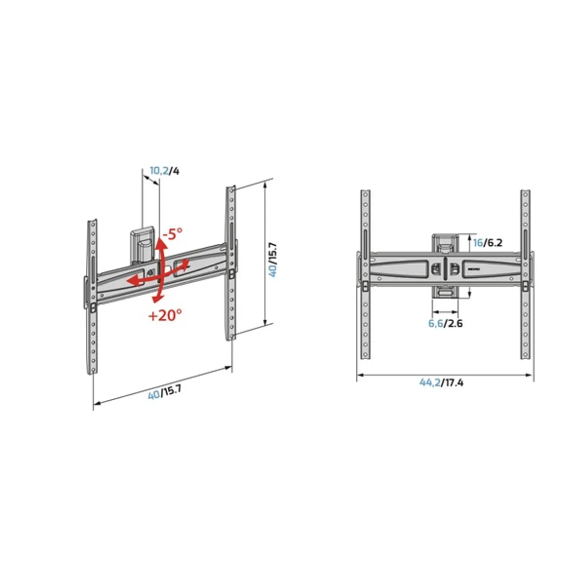 MELICONI 580478 Flatstyle FTR400 DW 40"-65" dönthető és forgatható fali TV konzol 45 kg VESA 200x200-300x300-400x400 #5