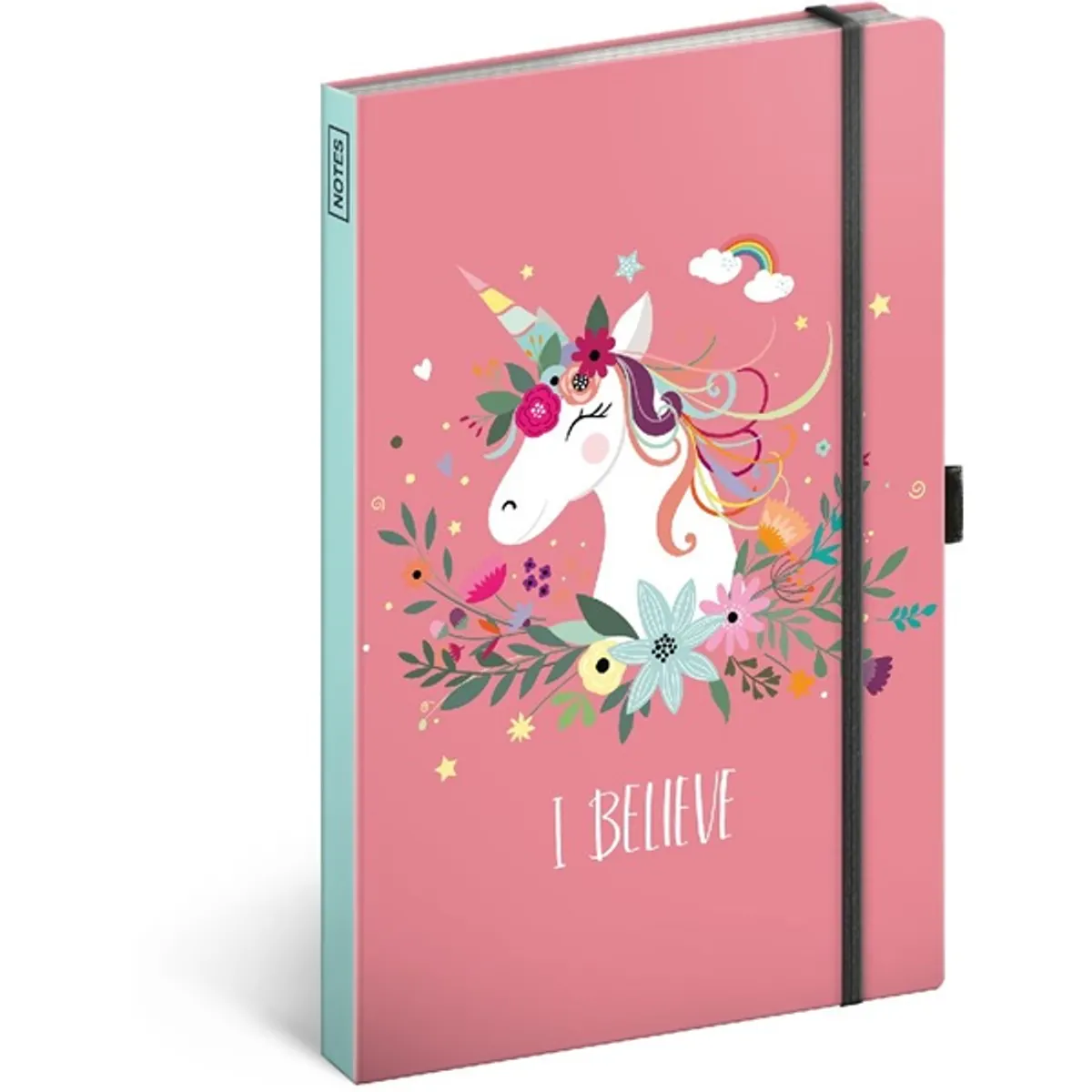 Realsystem 5416-UN notesz Unicorn keményfedeles, gumival lezárható, 172 oldal, krémszínű, jelzőszalag, belső zseb, tolltartó #1