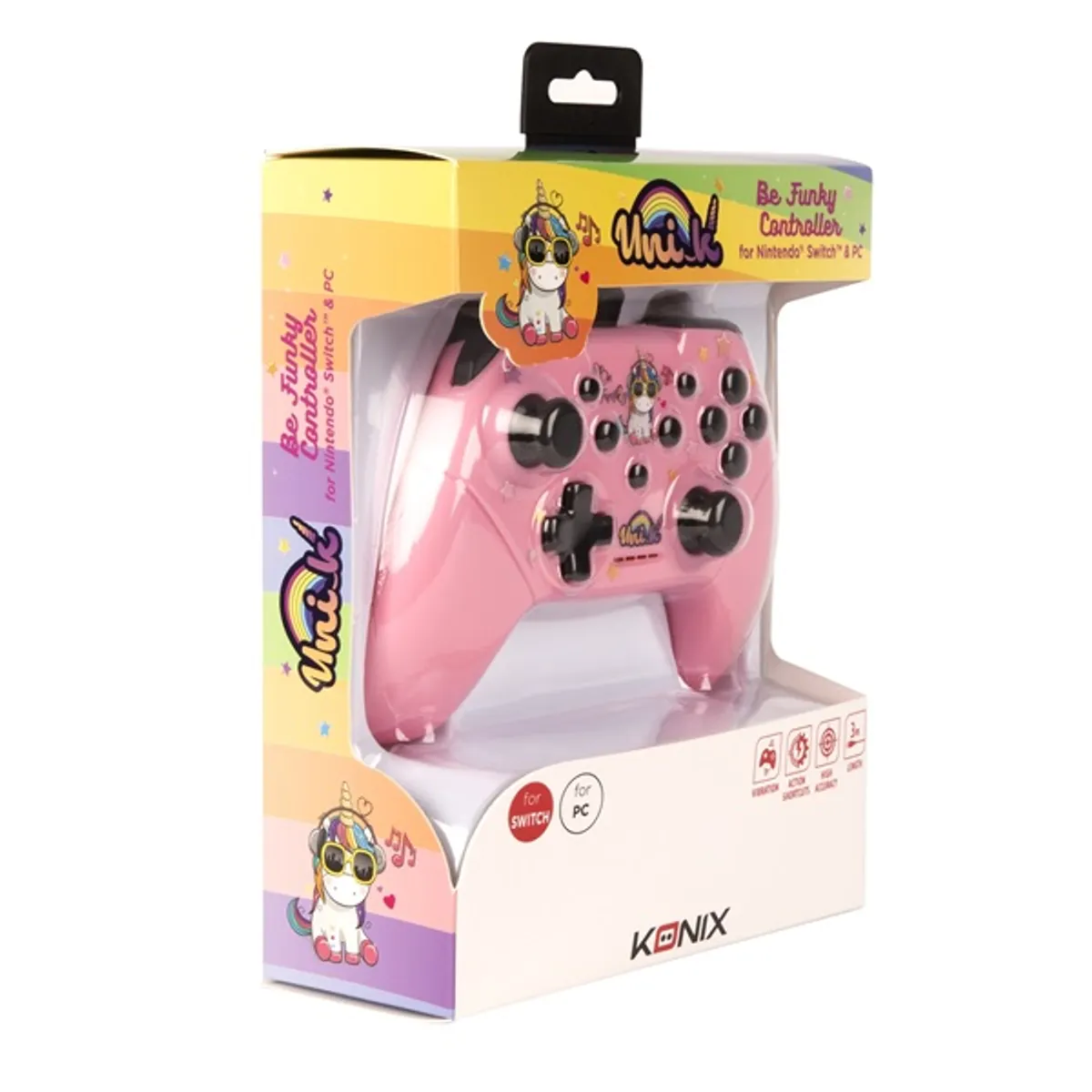 KONIX KX-UNIK-SW-PAD-FUNKY Unik Be Funky kontroller rózsaszín, Nintendo Switch és PC vezetékes, 3 m #2