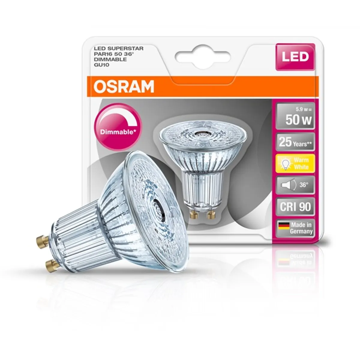 LEDVANCE 4052899390171 LED fényforrás 6W 350 lm 2700 K GU10 36 fok A+ 25000 óra 100000 ciklus #2