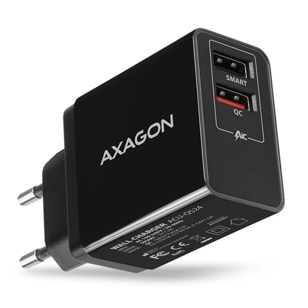 AXAGON ACU-QS24 QC3.0 5V-1.2A univerzális töltő 24W, 2x USB-A #1