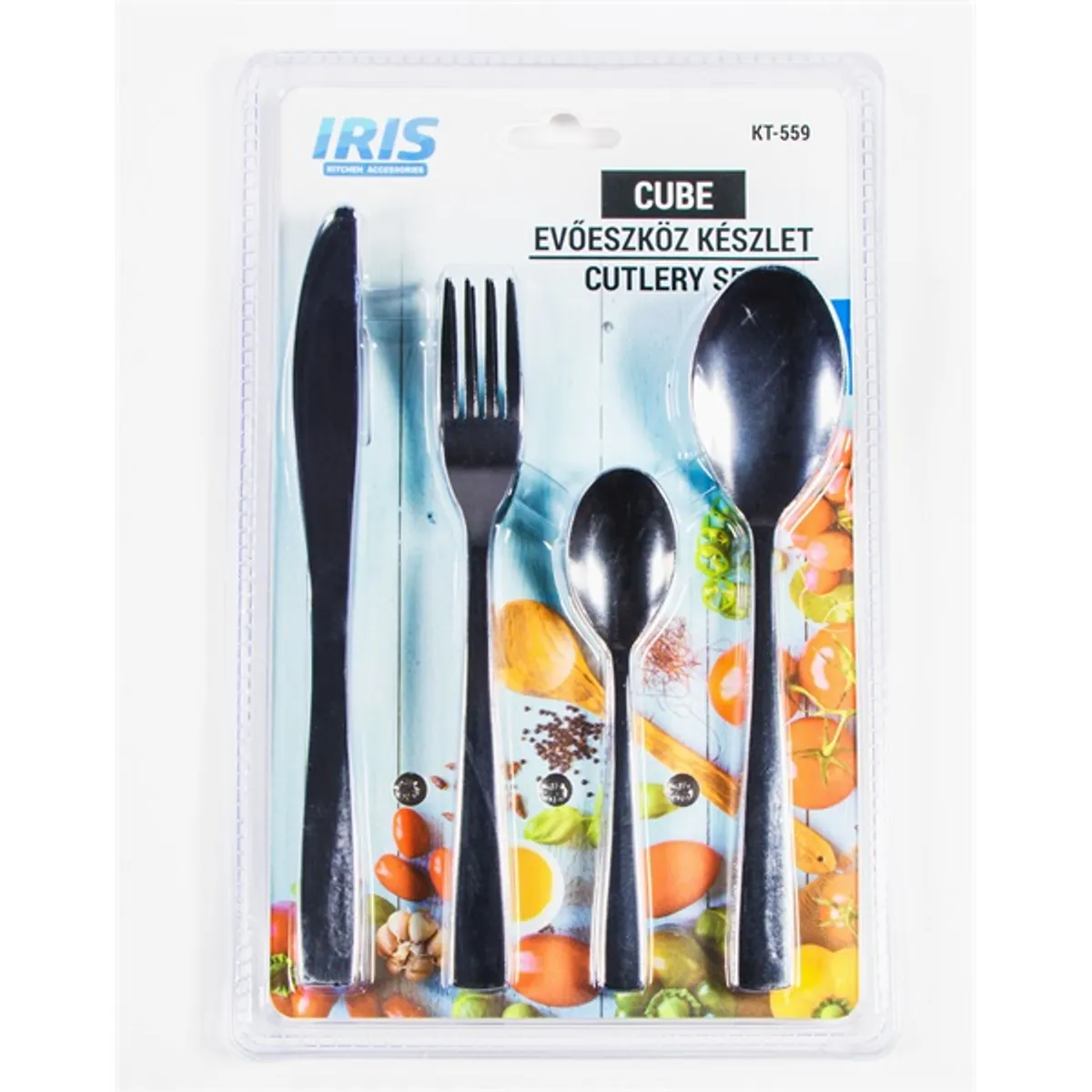 IRIS KT-559 Cube 16 db-os ezüst rozsdamentes acél evőeszköz készlet #2