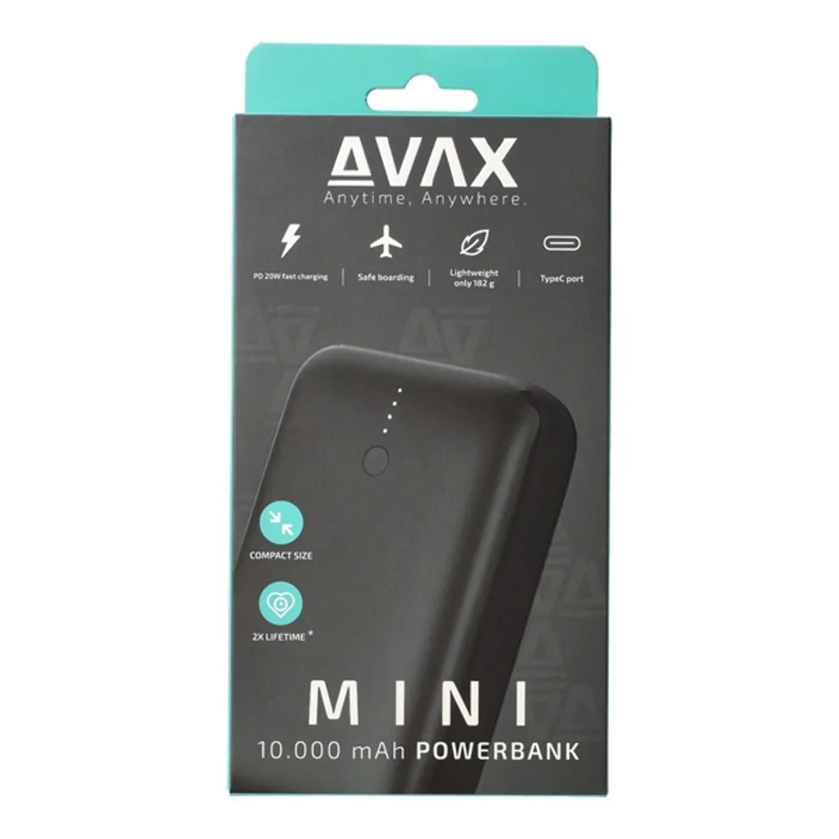 AVAX PB105B Mini 10000mAh Type-C PD 20W USB-A 22.5W fekete #7