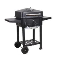 TOO BG-200B grillkocsi fekete két oldalsó asztallal acél, rozsdamentes acél, műanyag 55x42,5 cm 84 cm