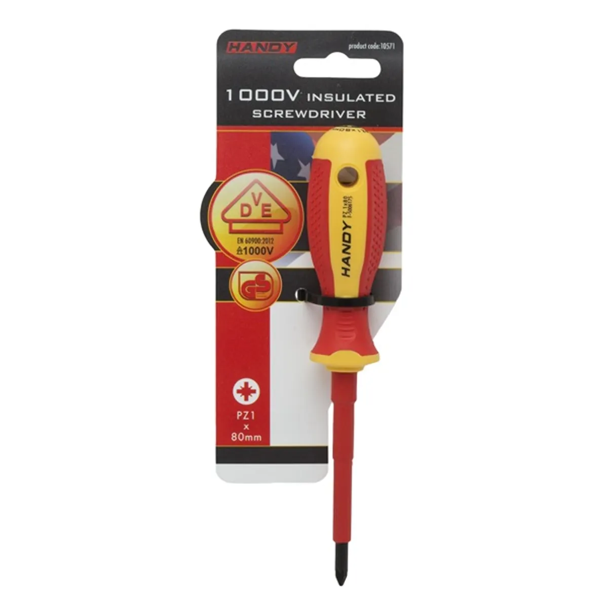 HANDY 10571 Csavarhúzó PZ1 80 mm mágneses fej 1000V-ig szigetelt markolat #3
