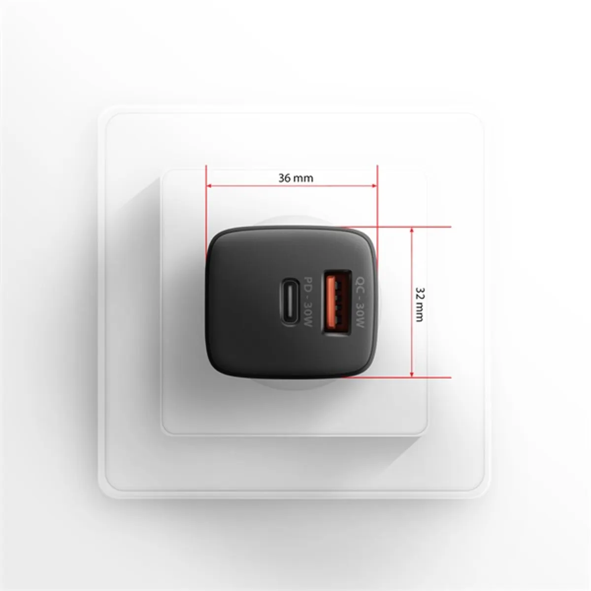 AXAGON ACU-PQ30 Hálózati töltő 1x USB-C 1x USB-A 30W PD 3.0 QC 3.0 fekete #7