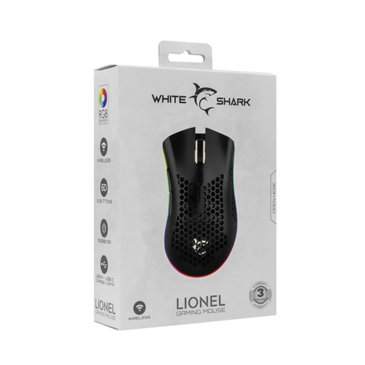 WHITE SHARK WS WGM-5012B LIONEL WGM-5012B optikai DPI 10000 6 programozható gomb vezetékes és vezeték nélküli USB 2.0 matt fekete #8