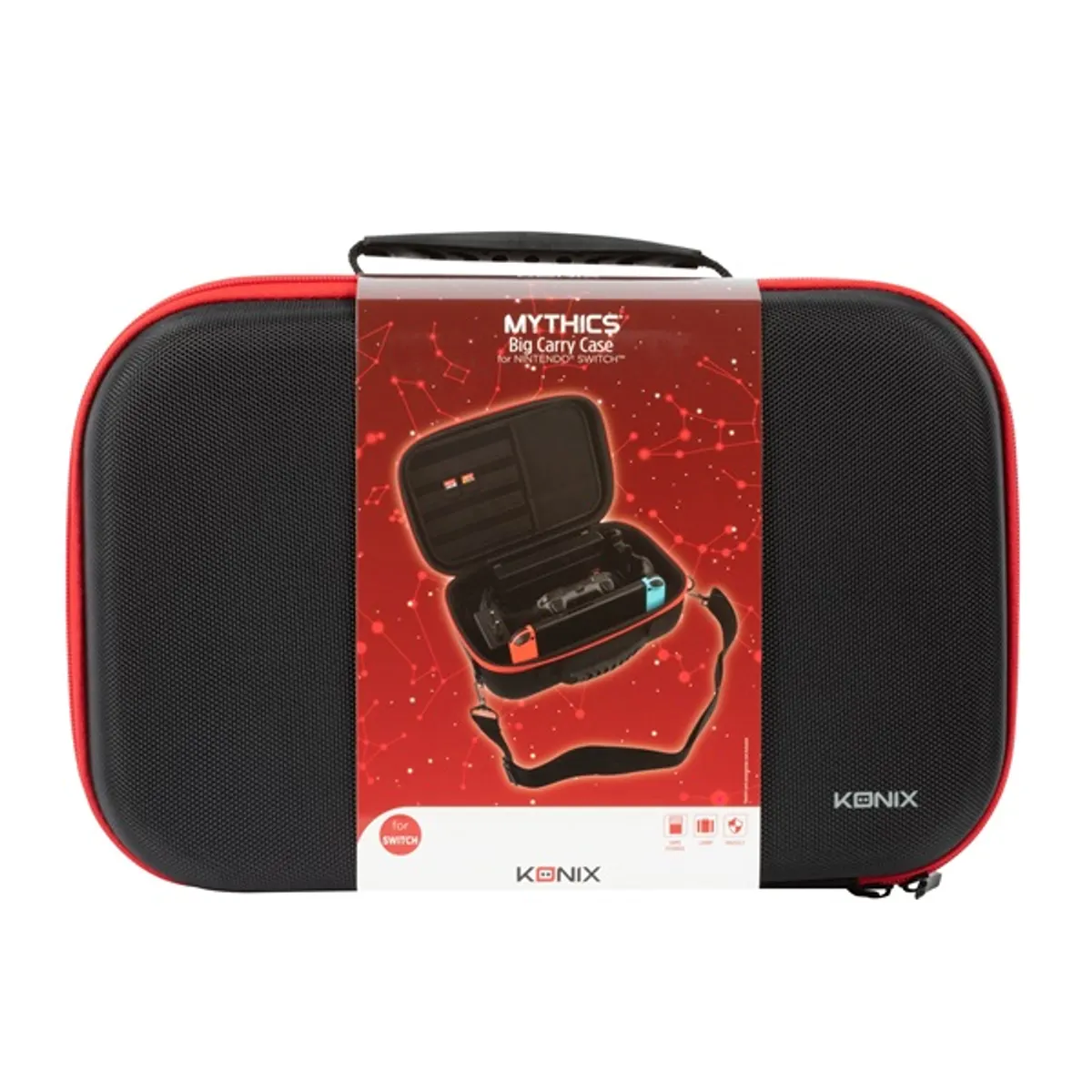 KONIX KX-NS-PRO-BCC Mythics Nintendo Switch nagy hordtáska Méret: 260x330x125 mm; Szín: fekete és piros #2