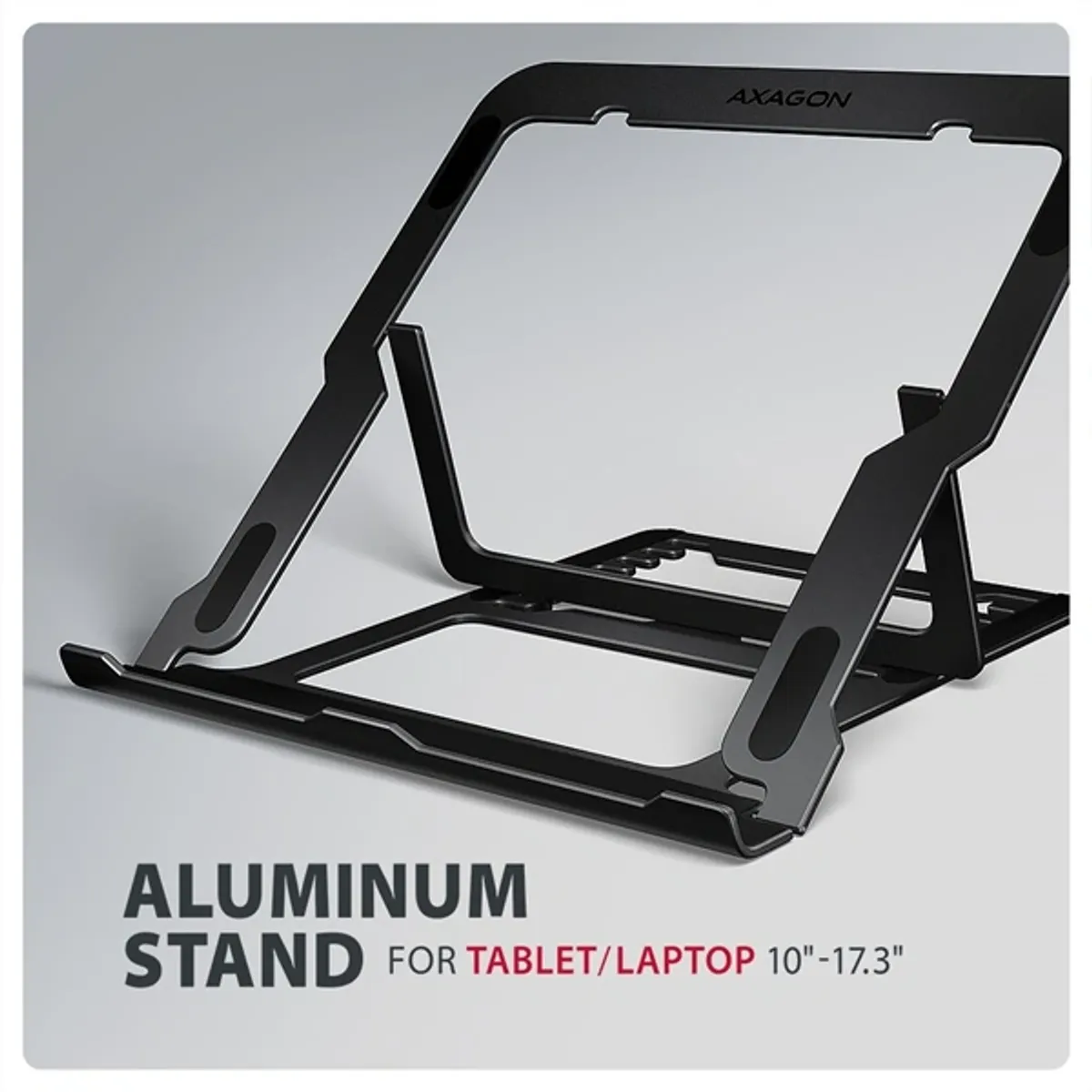 AXAGON STND-LAB állvány 10-17.3" notebookokhoz, 8 pozíció, magasság 91-150 mm, max 20 kg, fekete #2