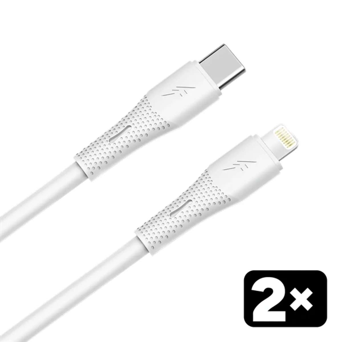 AVAX_CB4304 2x 27W USB-C - Lightning szilikon töltőkábel 1.5 m fehér #1