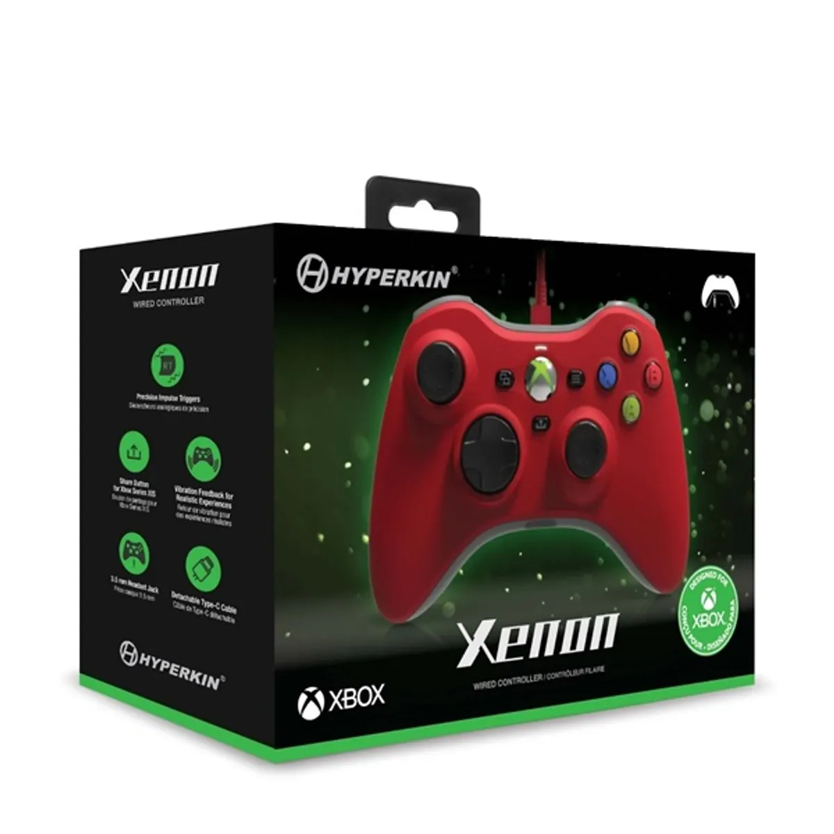 HYPERKIN M01368-RD Xenon piros vezetékes kontroller Windows 10 és Windows 11 Xbox Series X és S Xbox One PC 15 gombos #5