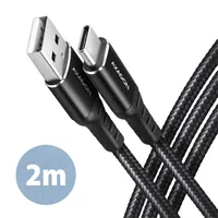 AXAGON BUCM-AM20AB BUCM-AM20AB fekete 200 cm USB-C USB-A adat- és töltőkábel