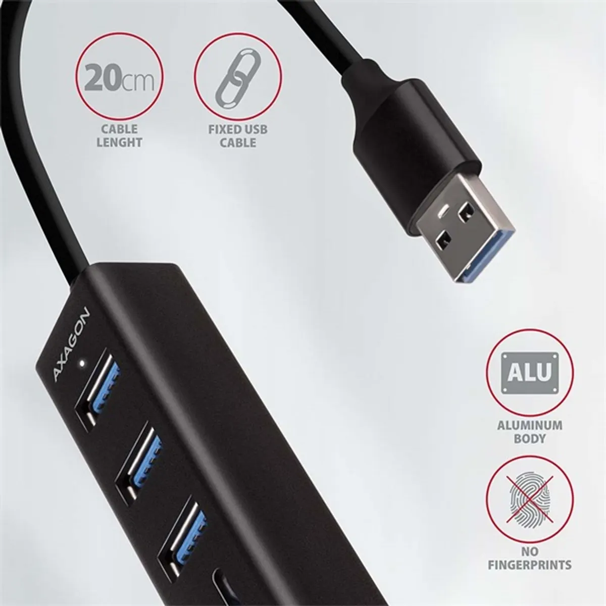 Axagon HMA-CR3A 3-portos USB 3.2 Gen 1 hub SD/microSD olvasóval #5
