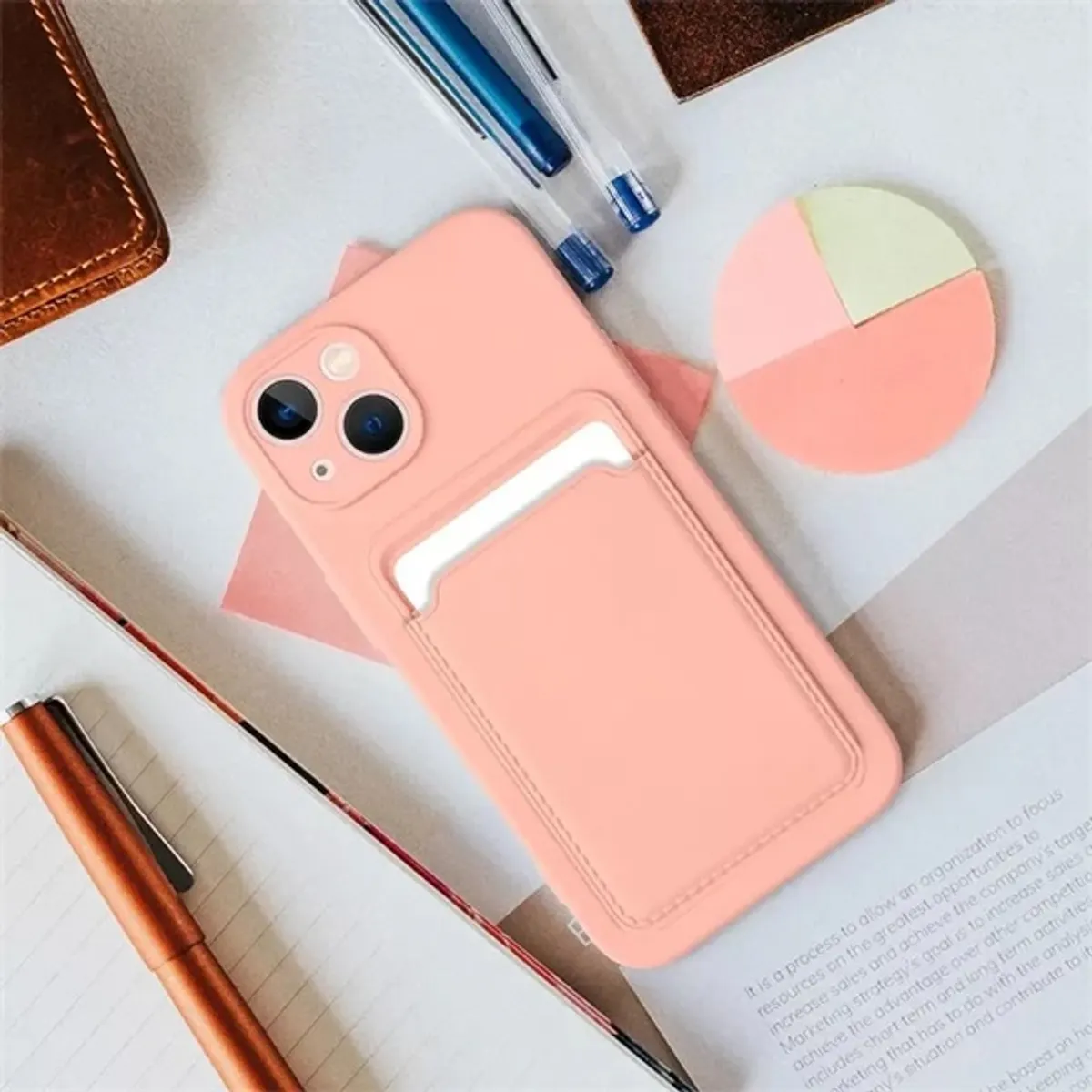 Haffner PT-6852 Card Case Apple iPhone 15 rózsaszín szilikon hátlap kártyatartóval #6