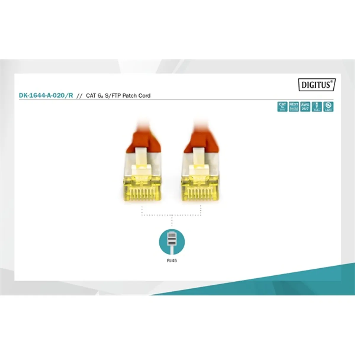 Digitus DK-1644-A-020/R Cat6A S-FTP patch kábel 2 m piros LSZH AWG 26/7 #3