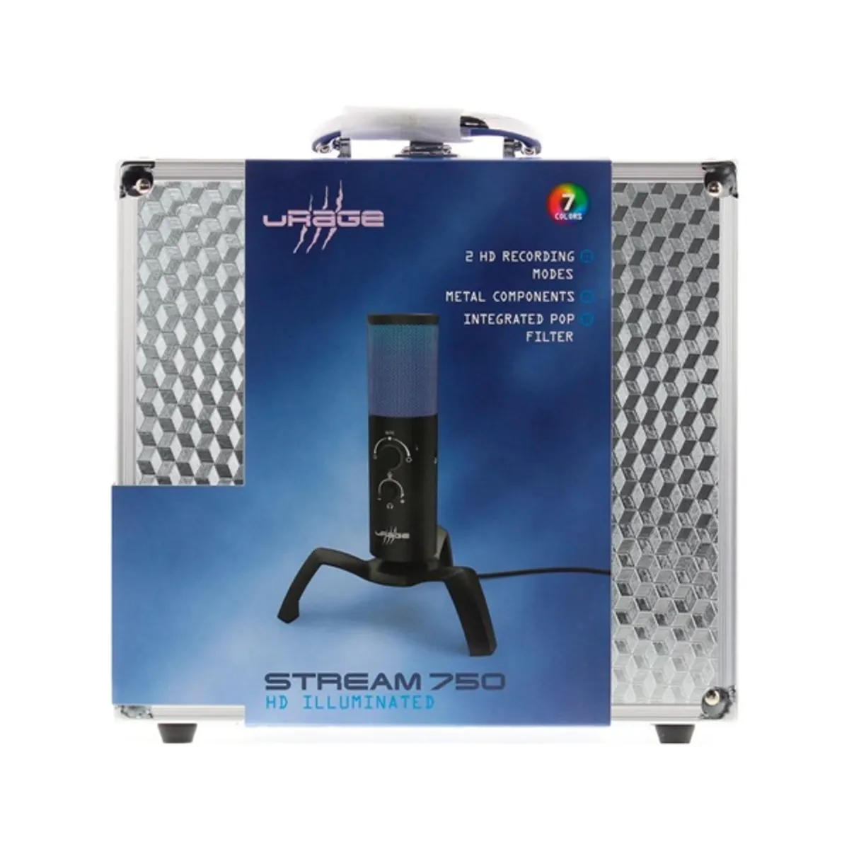 URAGE 00186059 Stream 750HD USB gamer mikrofon kardioid és multidirekciós mód, pop szűrő, fém láb, 3,5 mm monitor kimenet, 2,5 m kábel, fekete #2