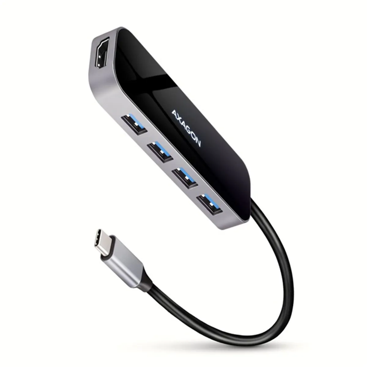 AXAGON HMC-6H4A Fekete USB-C hub 6in1 4x USB-A HDMI PD 100W 20 cm #1