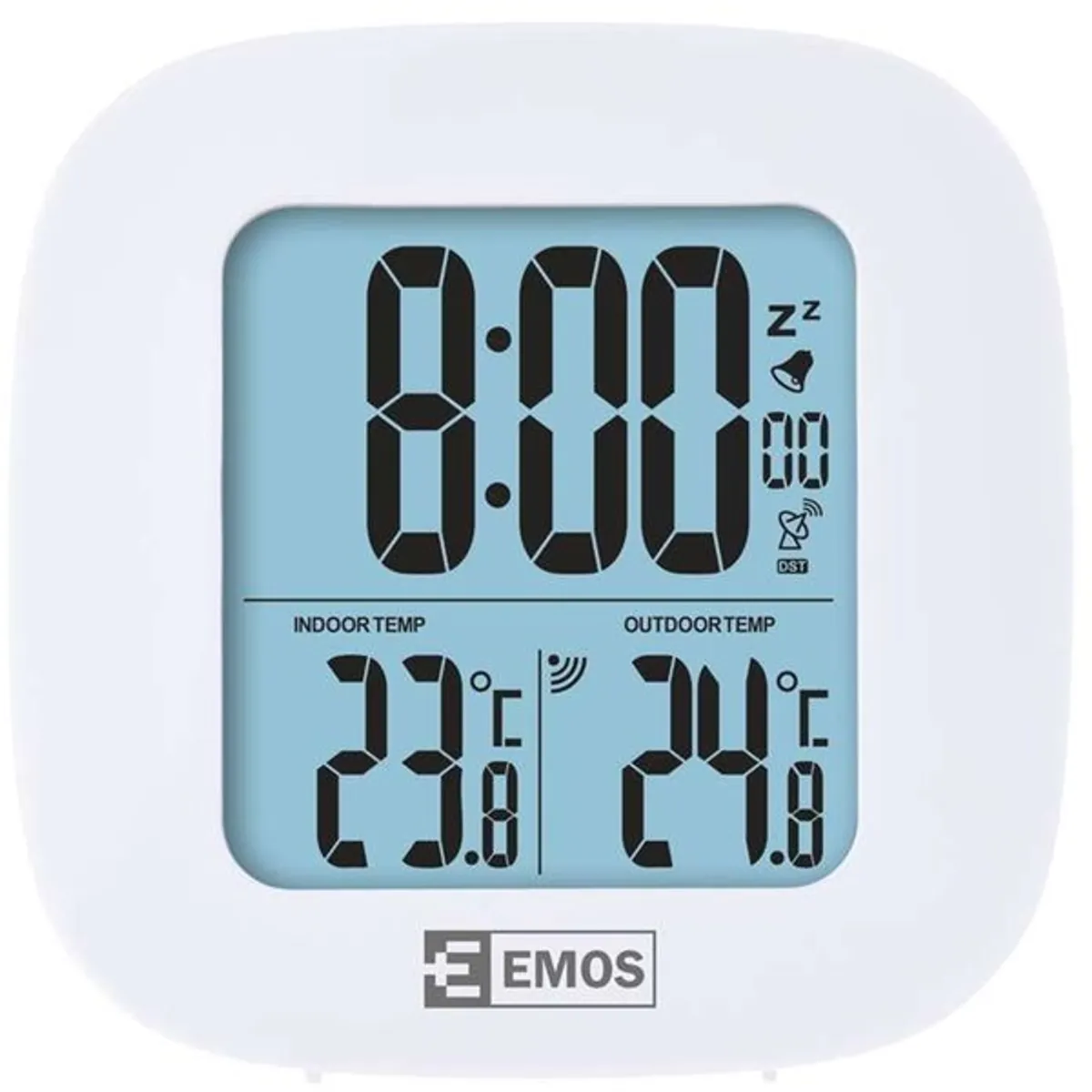 Emos E0127 hőmérő és nedvességmérő, vezeték nélküli, külső és belső hőmérséklet, LED kijelző, DCF óra, 12/24, hatótáv 30 m, hőmérséklet egység: C/F #1
