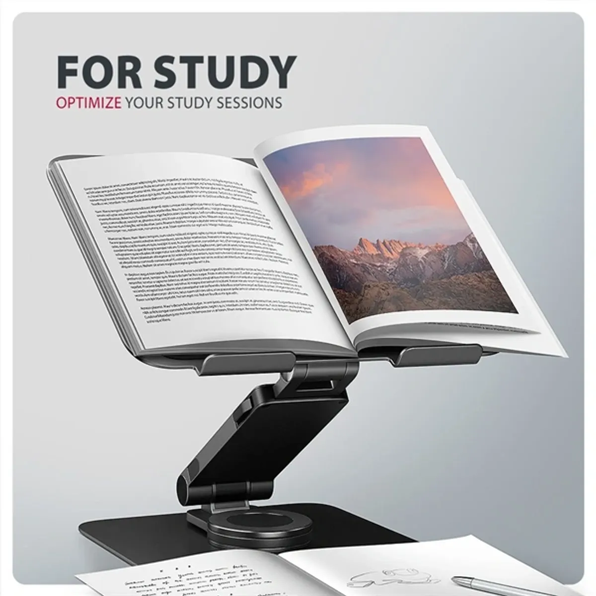 Axagon STND-LRB laptopállvány 360° forgatás, dupla zsanér, kihúzható kar, fekete, 10–17.3" készülékekhez #8