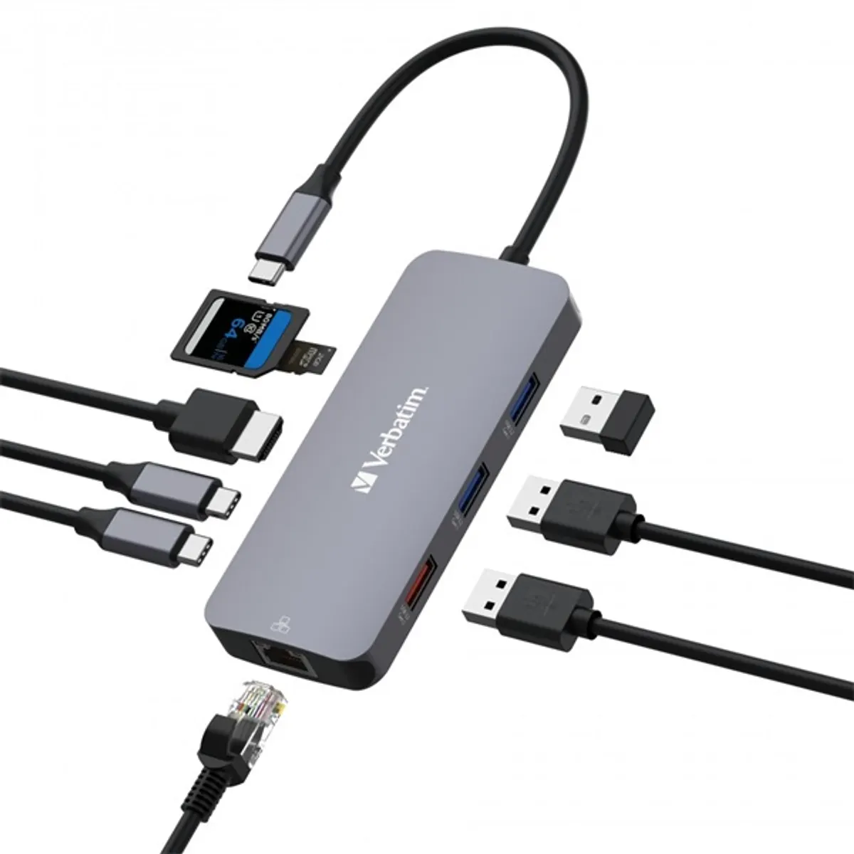 Verbatim 32152 CMH-09 USB-C Pro Multiport Hub HDMI Gigabit Ethernet SD microSD 5 USB-portok #2