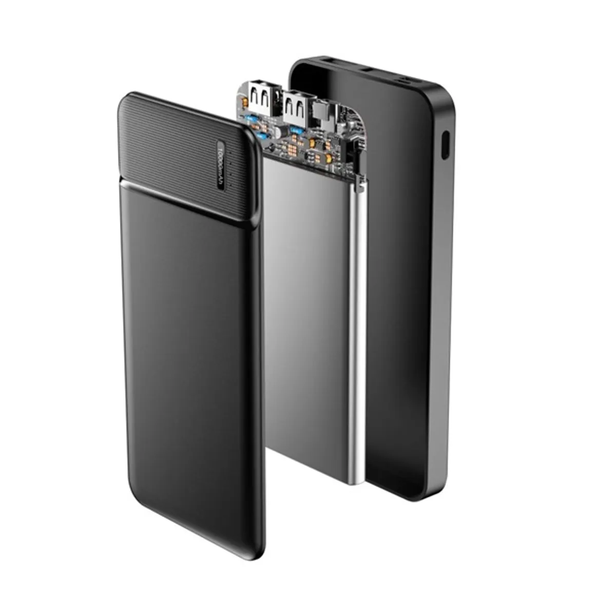 MAXLIFE TF-0022 Power Bank 10 000 mAh 5 V 2 A, 2x USB-A, USB-C és Micro USB bemenet, fekete #7