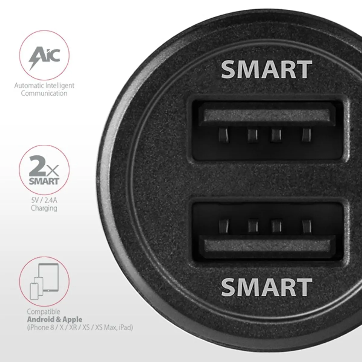 Axagon PWC-5V5 autós töltő 2x USB A SmartCharge 24W #3
