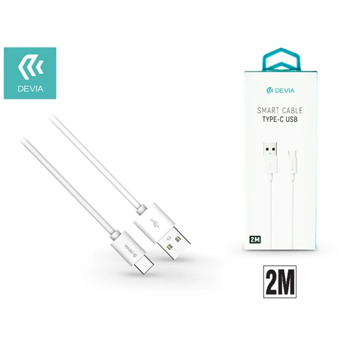 Devia ST312038 Smart USB Type-C adat- és töltőkábel 2 m fehér USB-C USB-A #1