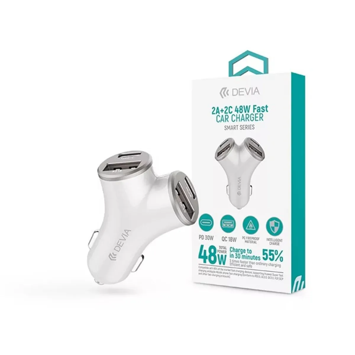 Devia ST112537 Smart Series 48W PD QC 2xUSB-A 2xUSB-C ezüst #1