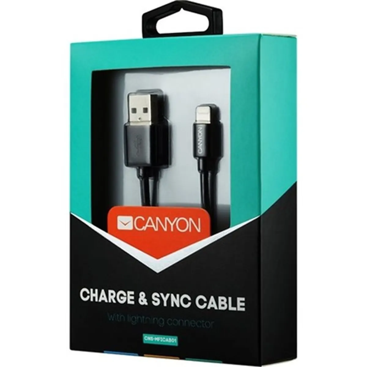 CANYON CNS-MFICAB01B MFI USB-A Lightning kábel 1 m fekete #2