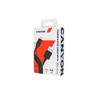 CANYON CNS-MFIC12B MFI-12 Fekete 200 cm USB-A to Lightning #2