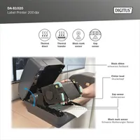 DIGITUS DA-81020 Címkenyomtató 203 dpi USB, RS232, Ethernet hőtranszfer és közvetlen hőnyomtatás 127 mm másodpercenként 108 mm #7