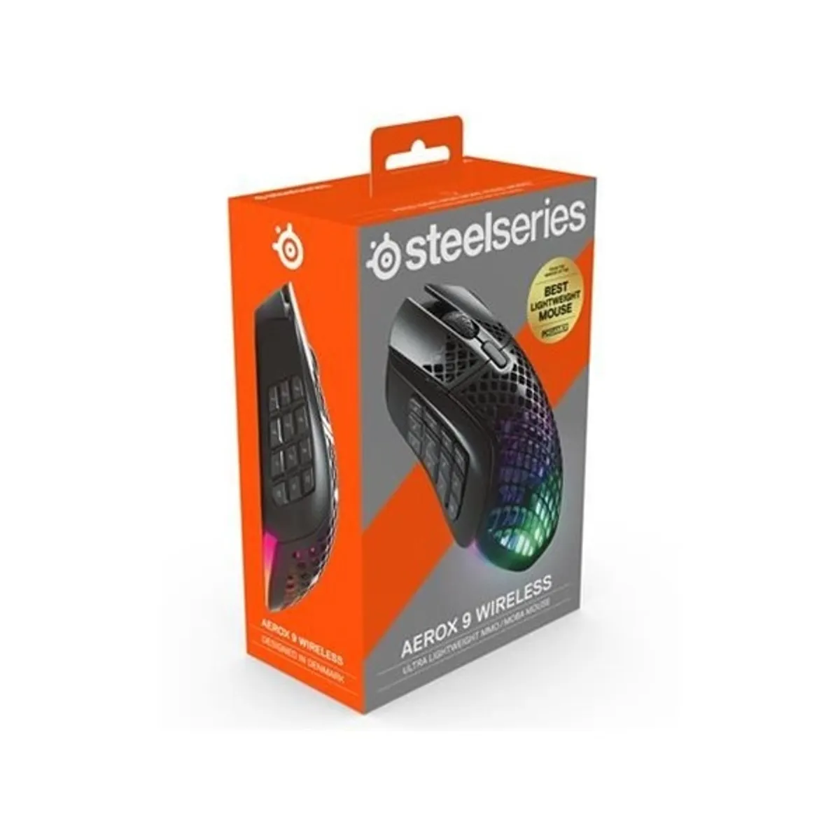 STEELSERIES 62618 Aerox 9 Wireless 18 programozható gomb 12 oldalsó panel 18000 CPI 2,4 GHz Bluetooth 5.0 IP54 AquaBarrier TrueMove Air #5
