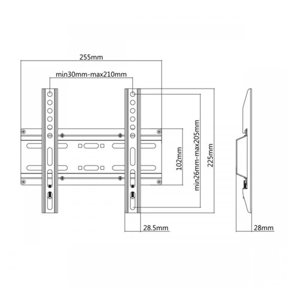 SBOX PLB-2522F fali tartó 23\"-43\" VESA 75x75,100x100,200x100,200x200 35 kg 28 mm #2