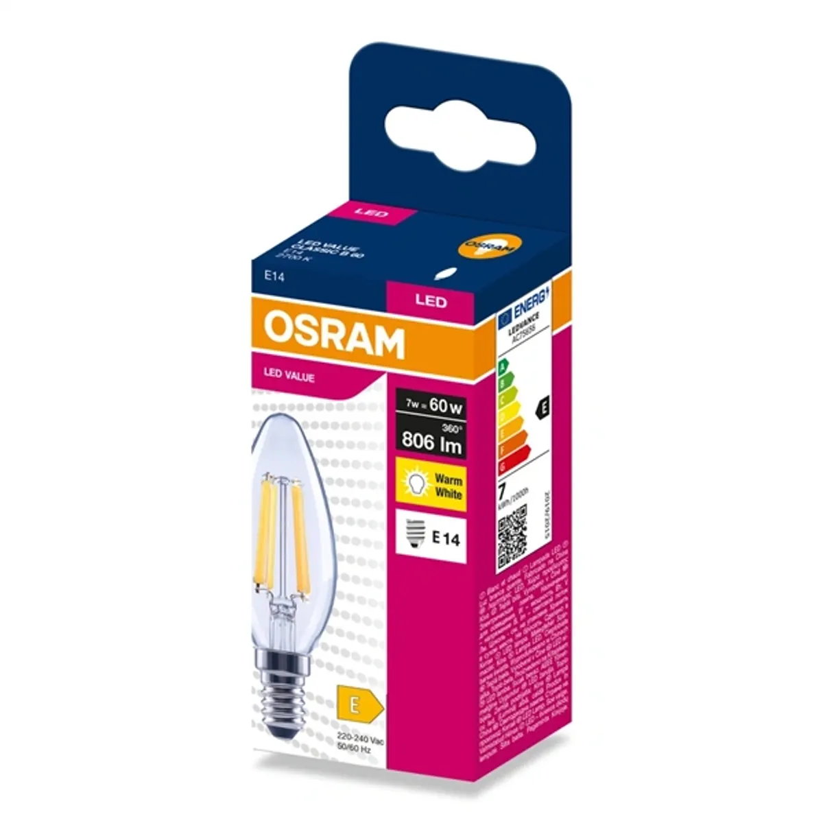 OSRAM 4099854567605 CLB60 filament E14 LED fényforrás 7W 806 lm 2700 K Meleg fehér #2