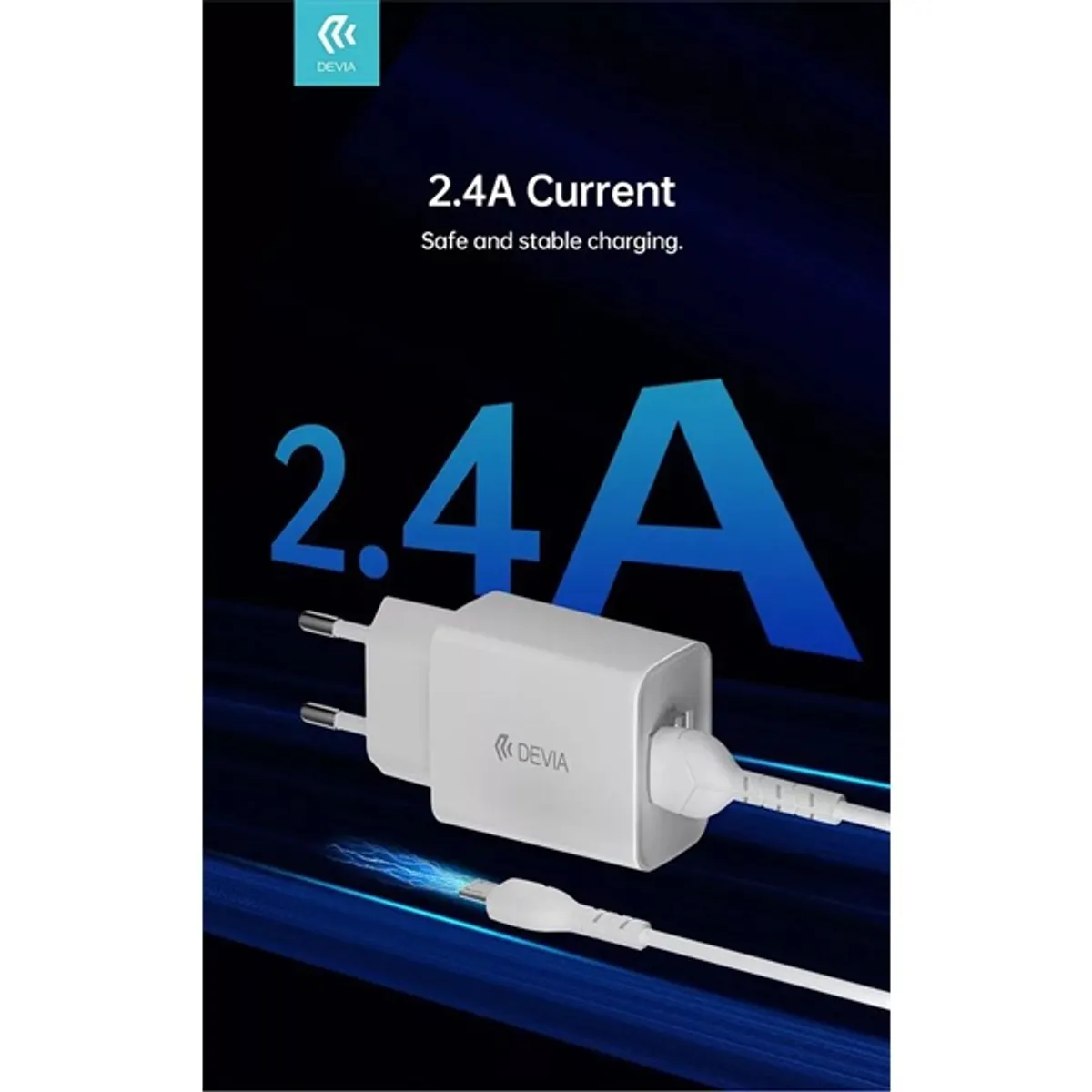 Devia ST364020 Smart 2xUSB töltő fehér 12W 100-240V Micro USB kábel 1 m #4