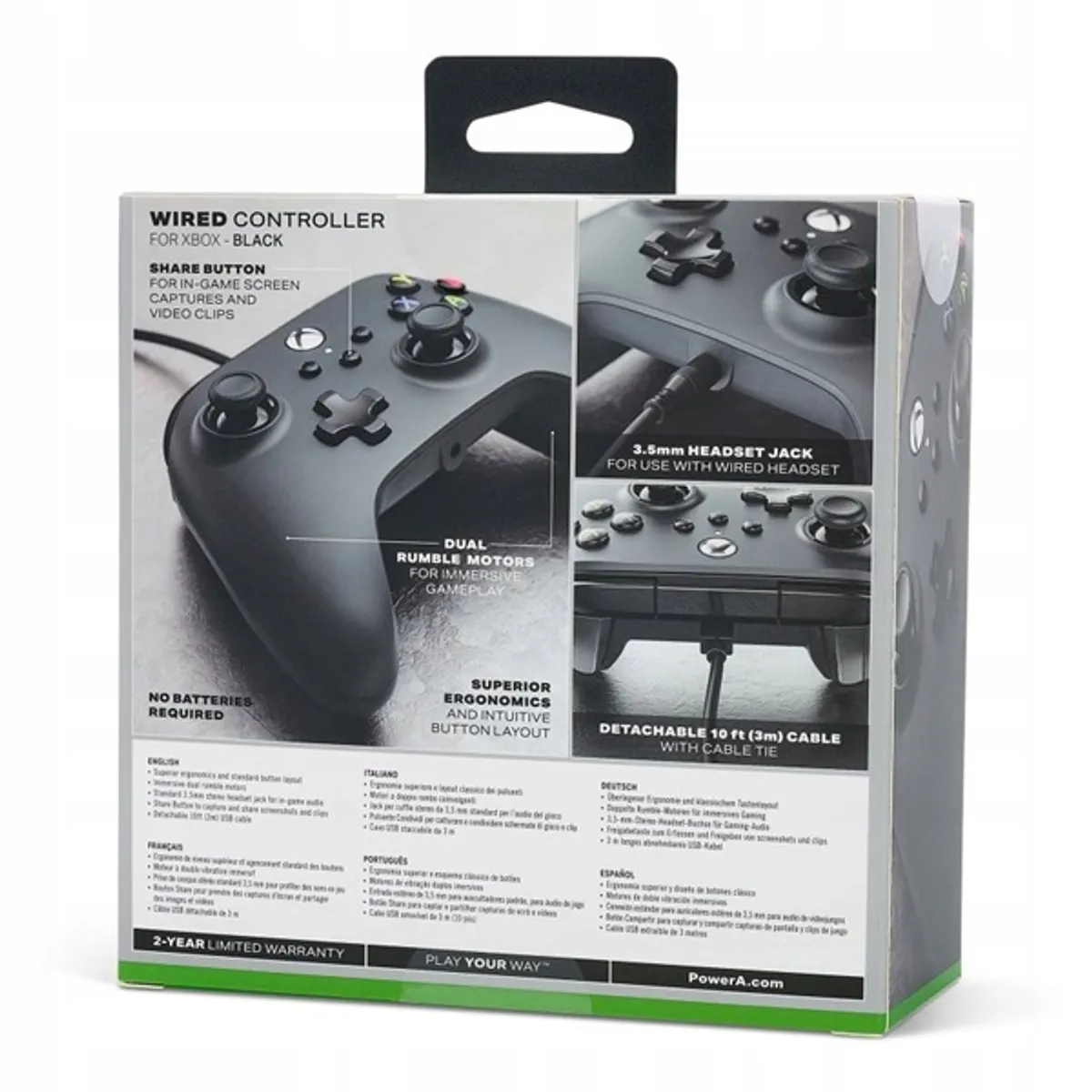 PowerA 1519265-03 Xbox Series X S kontroller fekete vezetékes 16 gombos 2 motoros rezgő USB-C 2,5 m #10