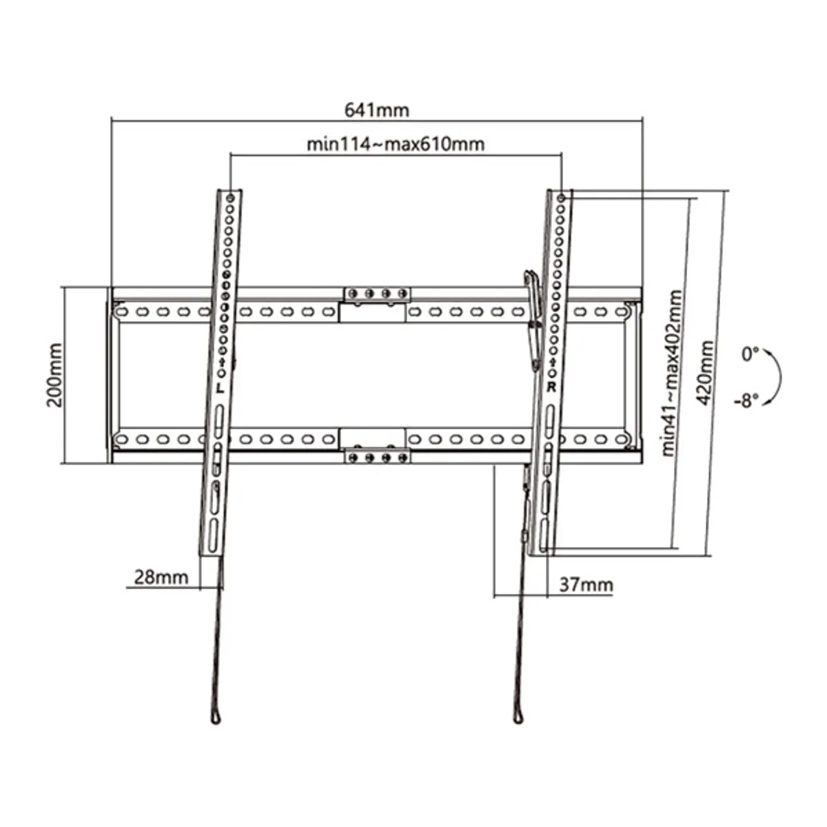 Stell 35057821 SHO 5410 slim Dönthető fali konzol 37"-80" 1 db VESA 200x100-600x400 acél fekete 75 kg #6