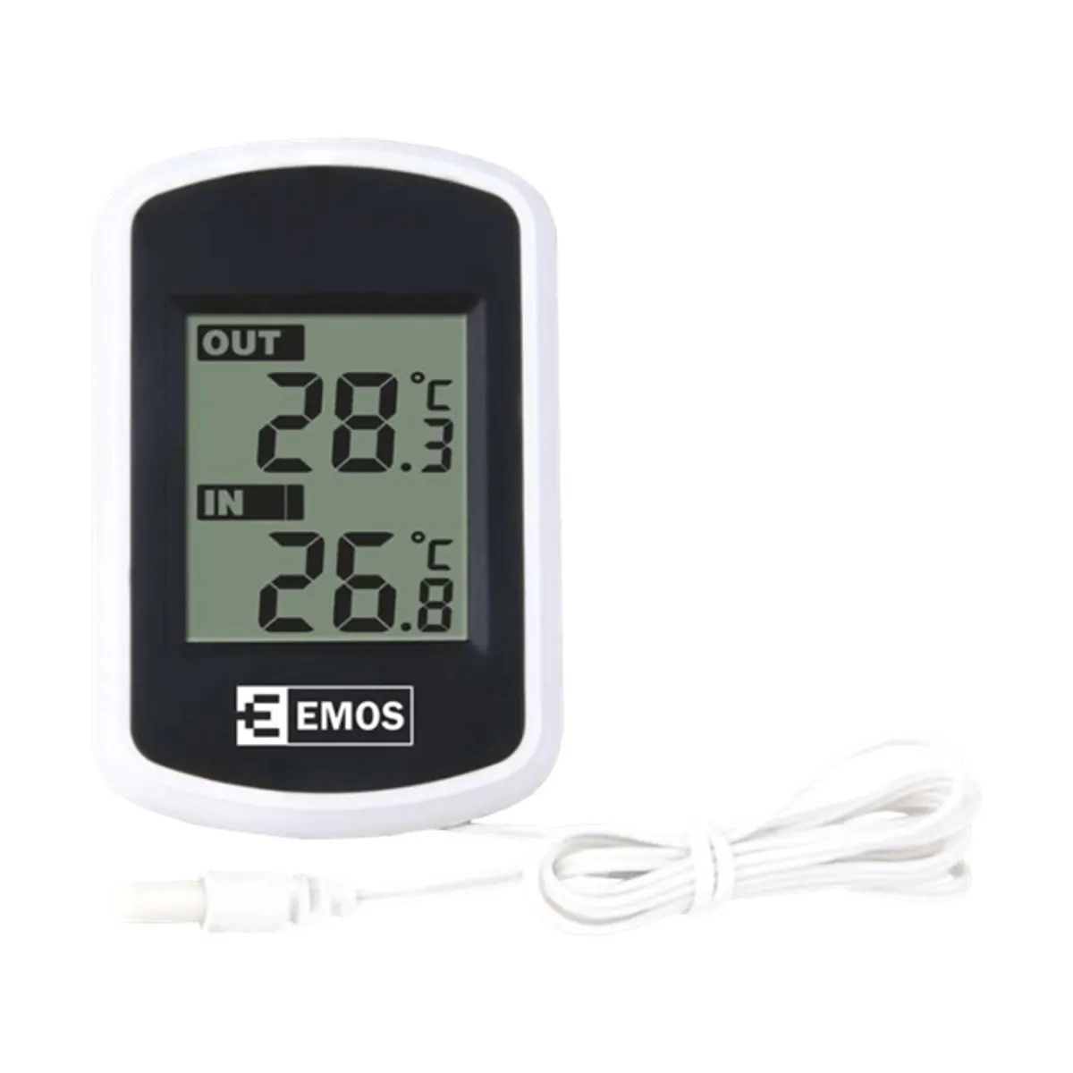 EMOS E0041 vezetékes asztali hőmérő digitális kijelző 2 m szonda -40 °C és 60 °C 0,1 °C falra szerelhető #1