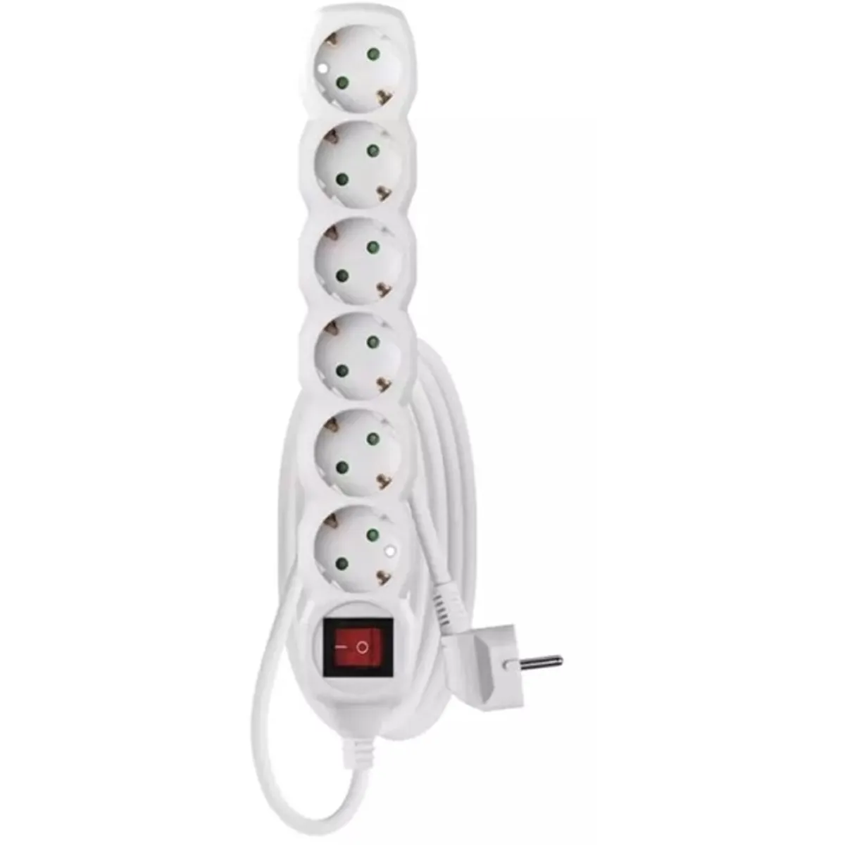 Emos P1622 hosszabbító 6 aljzat 2 m kapcsoló 250 V 10 A 2300 W fehér 1 mm2 H05VV-F3G gyerekzár műanyag akasztható #1