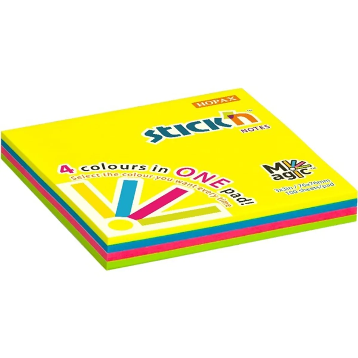 Stick N 21571 Magic pad neon mix 76x76mm 100 lap öntapadós #1