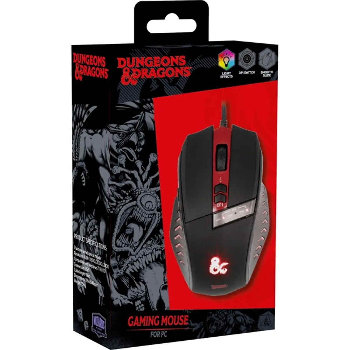 KONIX KX-DND-GM-PC Dungeons and Dragons gamer egér 7 gomb DPI 2500 fekete-piros #1