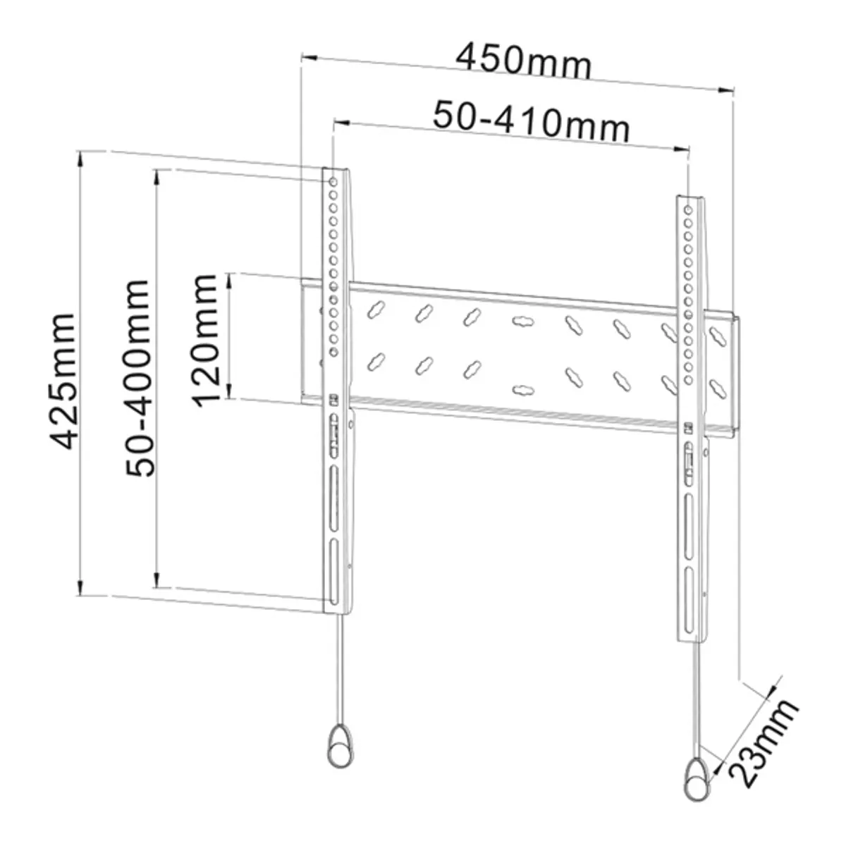 Stell 35040352 fali konzol slim fix 25"-50" vesa 75x75-400x400 fekete acél 40 kg #3