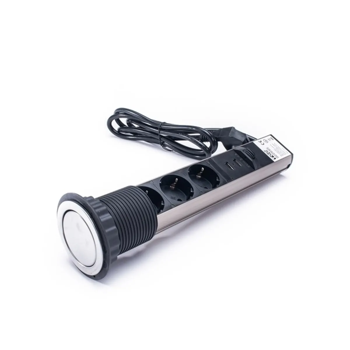 TOO PPS-305-3C IP20 beépíthető elosztó 3x SCHUKO és 2x USB-A 1,8 m króm #2