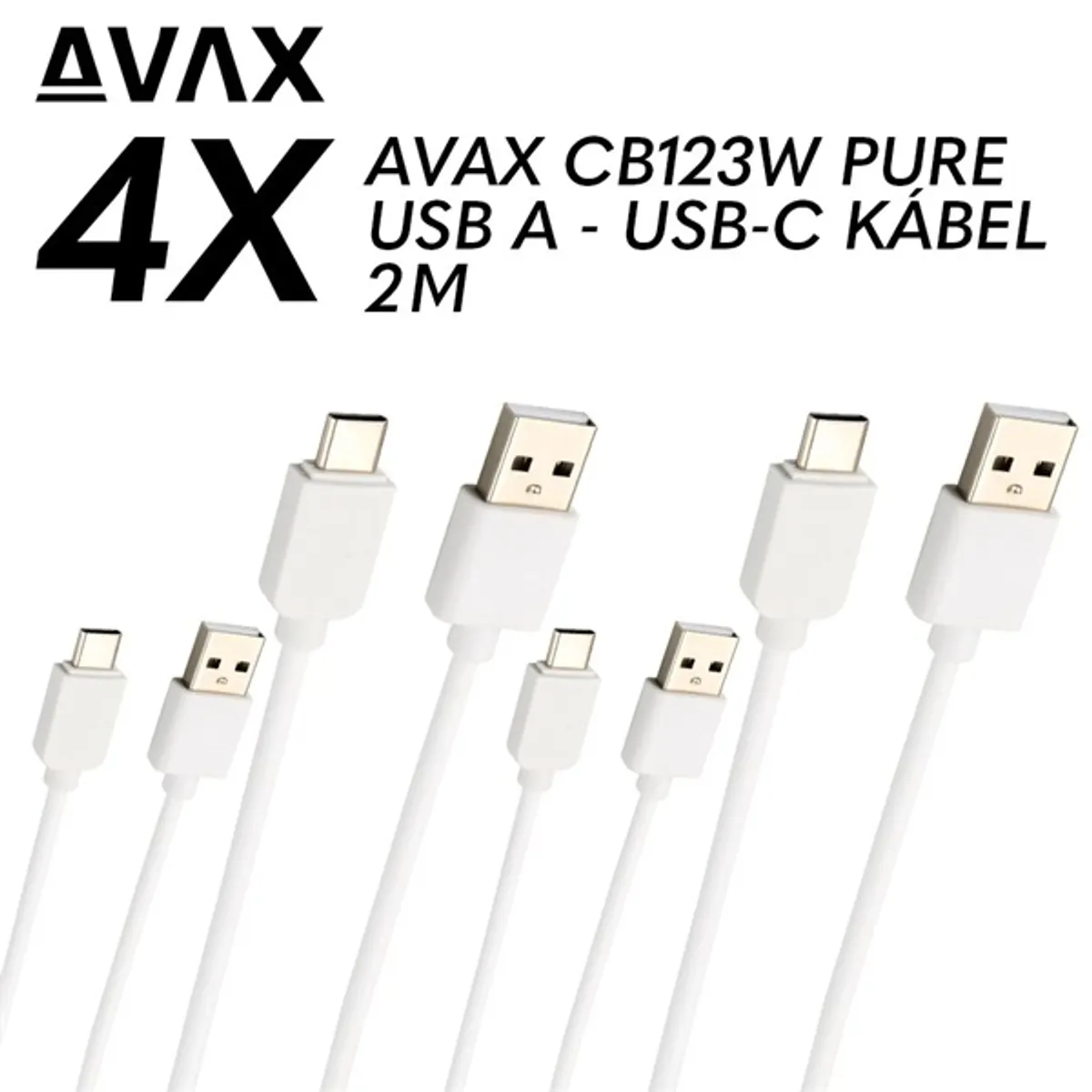 AVAX 4X CB123 CB123W Fehér 200 cm USB A USB C Adat- és töltőkábel #1