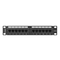 LANBERG PPU6-9012-B Patch panel 12 port CAT6 UTP 1U 10" fekete