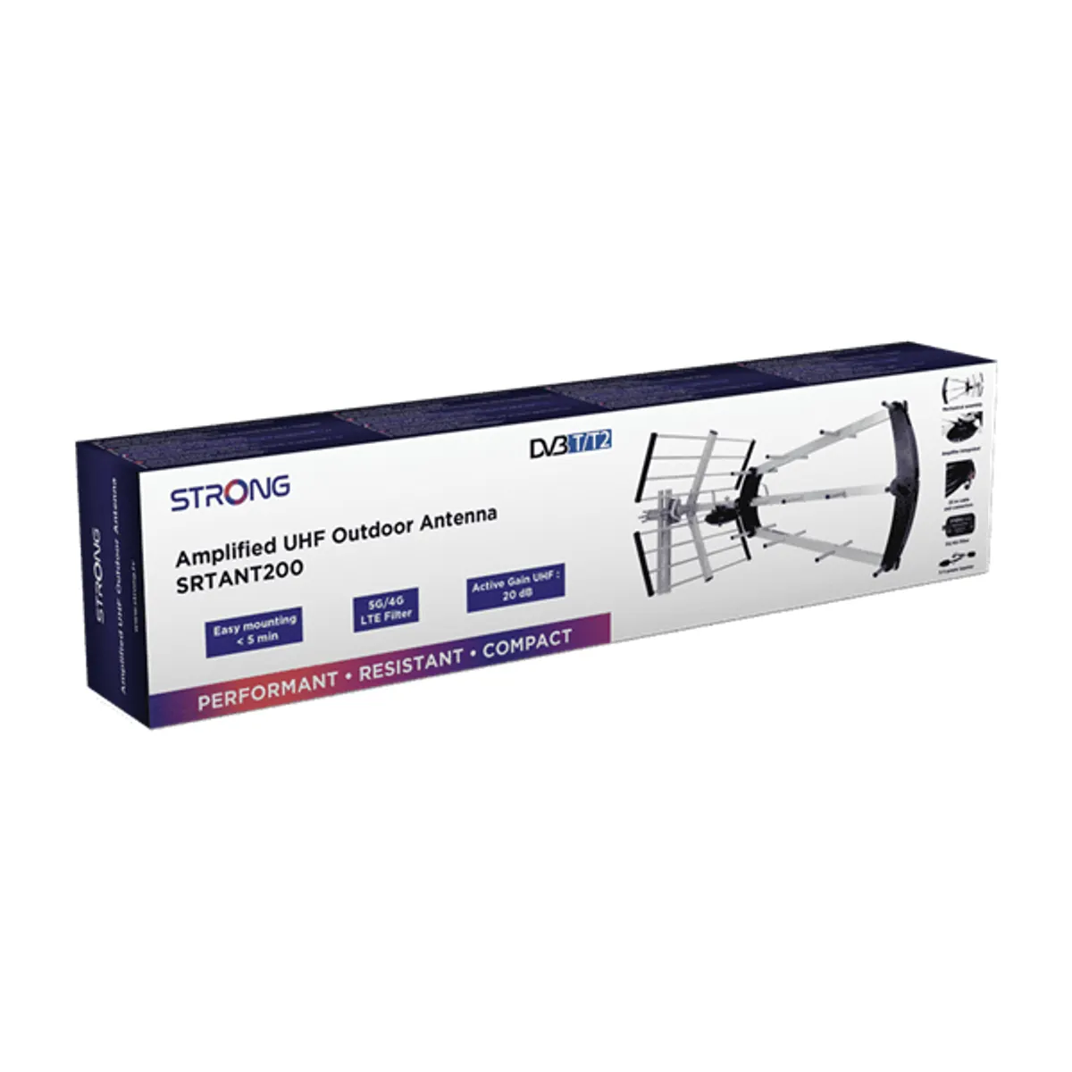 STRONG SRTANT200 SRT ANT 200 DVB-T T2 kültéri antenna 470-790 MHz ezüst erősítővel #3