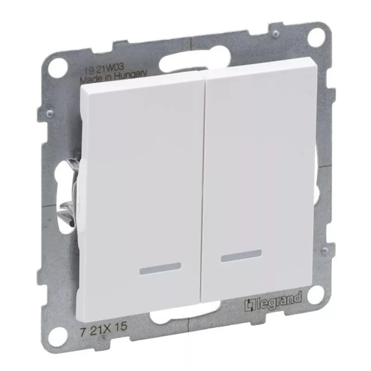 Legrand 721115 Suno 105 fehér jelzőfényes csillárkapcsoló IP20 rugós bekötés süllyesztett #1