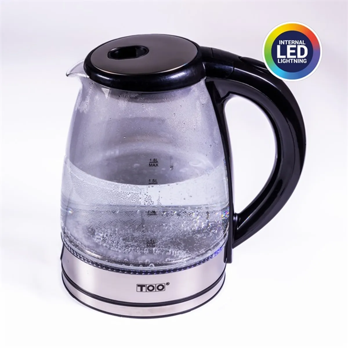 TOO KE-810 üveg vízforraló 1,8 L 1800 W automatikus kikapcsolás 360 fokban elforgatható talp vízkő szűrő vízszintjelző #1