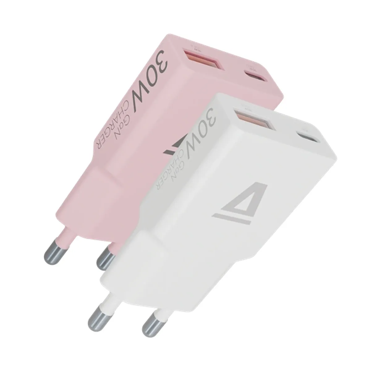 AVAX AVAX_CH6412 30W gan USB-C és USB-A gyorstöltő Duo csomag fehér, rózsaszín, 150 cm #1