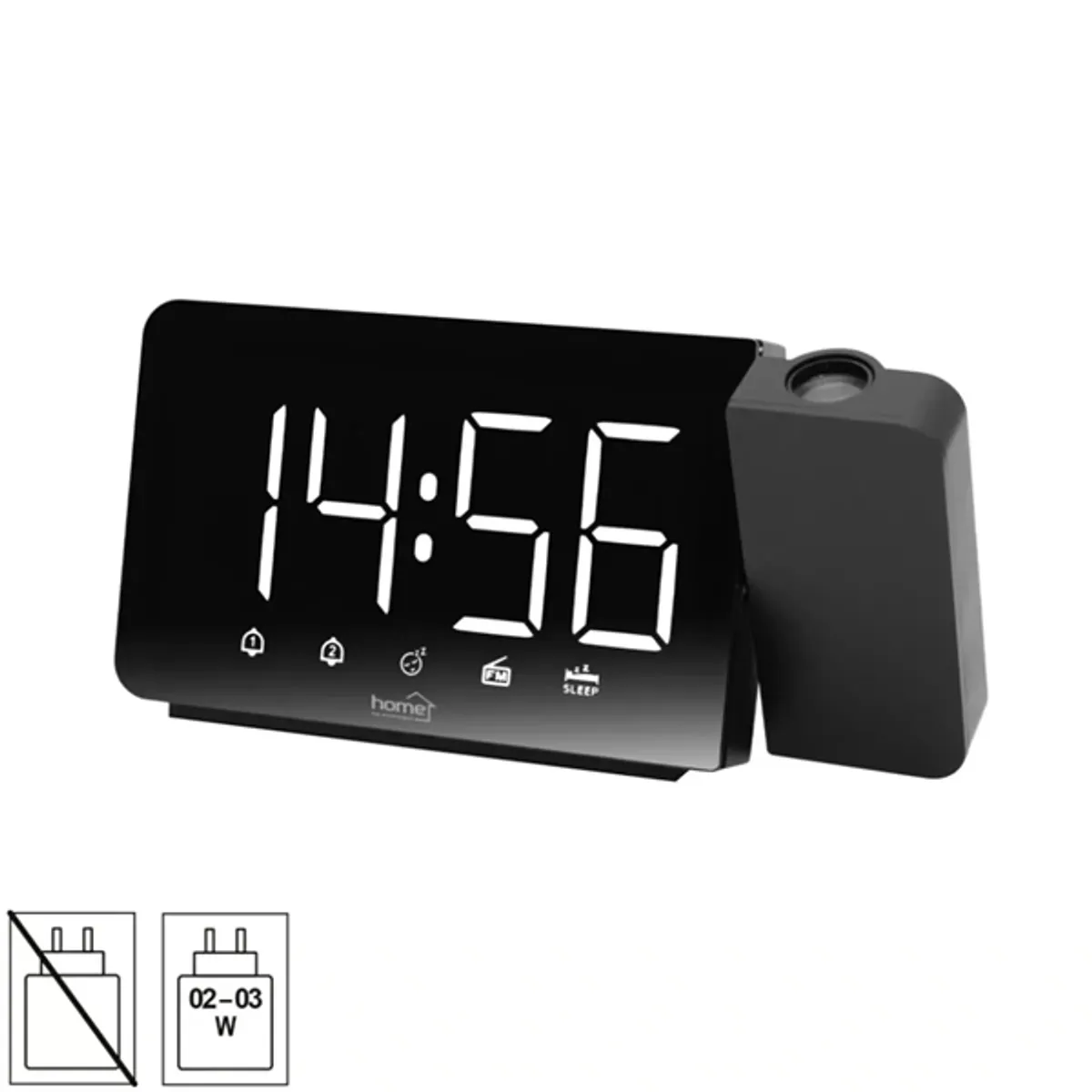 HOME LTCRP03 ébresztőóra rádióval projektorral LED kijelző fekete CR2032 #1
